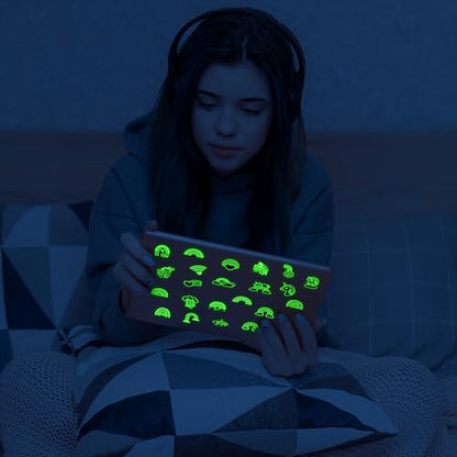 55 Pcs Glow in The Dark Neon Rainbow Unicorn Stickers - color: Luminescent-466kscp