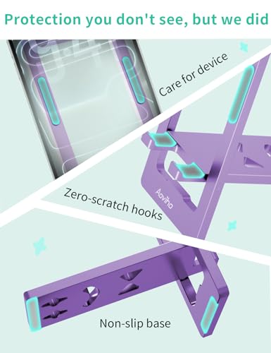 Aoviho Foldable Cell Phone Stand for Desk, Portable Phone Holder,Purple - color: Purple
