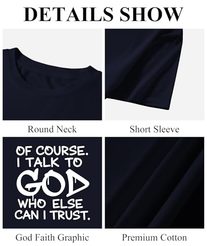 KESIHAN Christian Shirts for Men Jesus Fear God Faith Graphic Tee - color: Navy-3, size: Medium