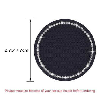 Wisdompro Bling Car Coasters, 2 Pack 2.75" Diameter Car Cup Coaster, Black - color: Black