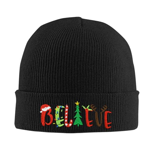 Cat Dad Beanie Hat Winter Cuffed Knit Hat Skull Watch Cap Embroidery Fisherman Beanies for Women Men Unisex - color: Christmas