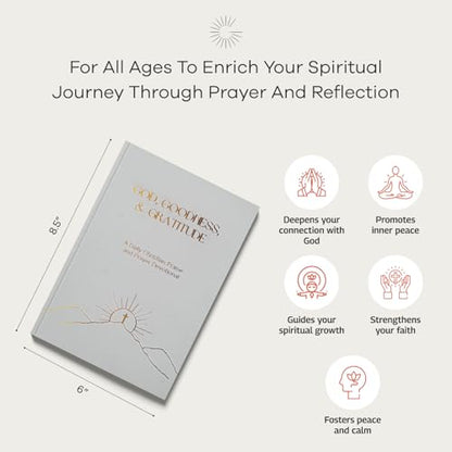 Christian Devotional Journal - God, Goodness & Gratitude - 2027 Faith-Based Gratitude and Prayer Journal for Daily Prayers, Bible Study, and Spiritual Growth - White Leather Hardcover - color: White
