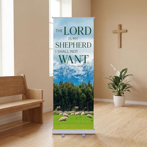 Ceenna 24 x 63 Inch Church Sanctuary Inspirational Retractable Banner Sign - style: the Lord is My Shepherd