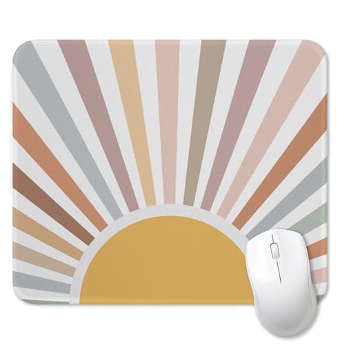 Boho Sun Sunshine Mouse Pad for Desk, Abstract Colorful Sunburst Mousepads with Anti-Slip Rubber Base for Computer Laptop Home Office Desk Accessories, 9.5x7.9 Inch - color: Square mouse pad-Boho sunshine