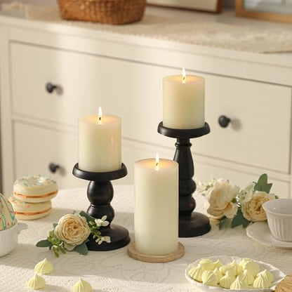 3x4 Inch White Pillar Candles Set of 3, Hand-Poured Unscented Pillar Candle - color: White, size: 3x4