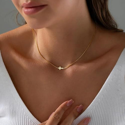 Fesciory Cross Necklace for Women, 14K Gold Plated Rhinestones Jewelry Gift - color: Gold Plated 4