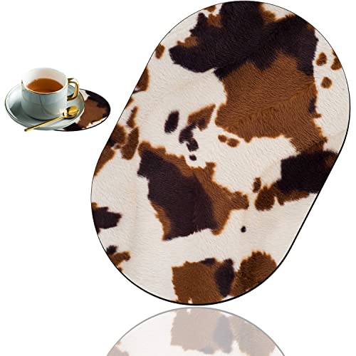 Personality Mouse Pad With Coaster Set, Cow Hide Print Fashion Design Non-Slip Rubber Gaming Mouse Pad Computer Laptop - color: Cow Hide Print