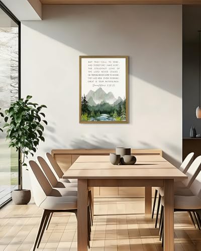 Christian Bible Verse Wall Art 24x36 Inch Framed Canvas Print, Lamentations 3:21-23 Scripture Quote Landscape Wall Decor Painting, Rustic Inspirational Religious Home Decor for Living Room Bedroom Office - color: Jesus K, size: 36"L x 24"W