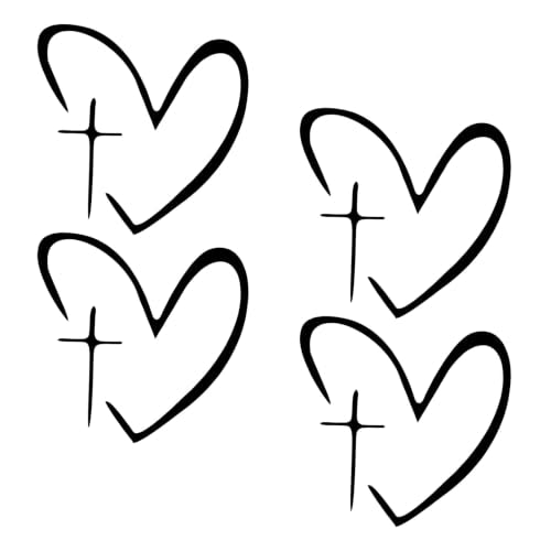 4 Pcs Cross Heart Car Rearview Mirror Stickers, Decoration Decals