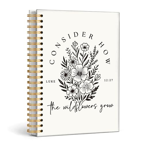 Enkvke Floral Christian Notebook, Bible Verse Scripture Journal for Women - color: Luke 12:27-A5