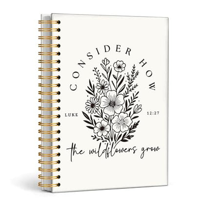 Enkvke Floral Christian Notebook, Bible Verse Scripture Journal for Women - color: Luke 12:27-A5