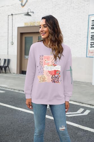 LOTUCY Christian Sweatshirt Women Love Like Jesus Shirt Faith Religious Saying Inspirational Casual lightweight Pullover - color: Purple, size: XX-Large