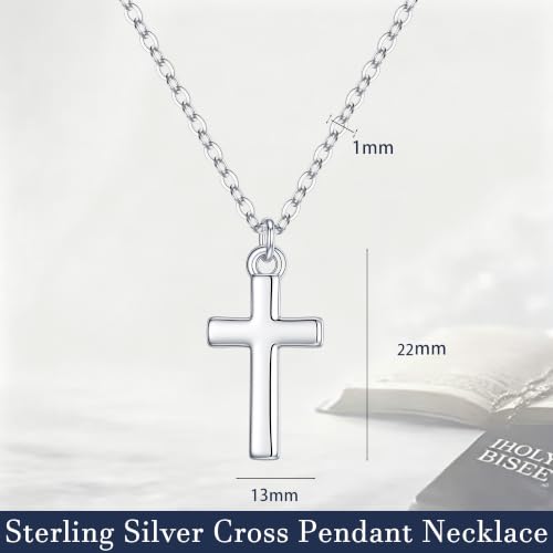 S925 Sterling Silver Cross Necklace for Women - Dainty Cable Chain Cross Pendant Necklaces for Women Trendy Jewelry Christian Baptism Religious Faith Jewelry Gifts 16-22 Inches