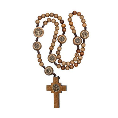 Intercession Mens St Bennedict Large Rosary - style: Walnut - Our Father
