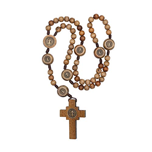 Intercession Mens St Bennedict Large Rosary - style: Walnut - Our Father