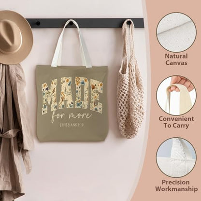 kunlisa Christian Tote Bag for Women, Christian Gifts for Women Faith Canvas Tote Bag - color: Floral Patterns
