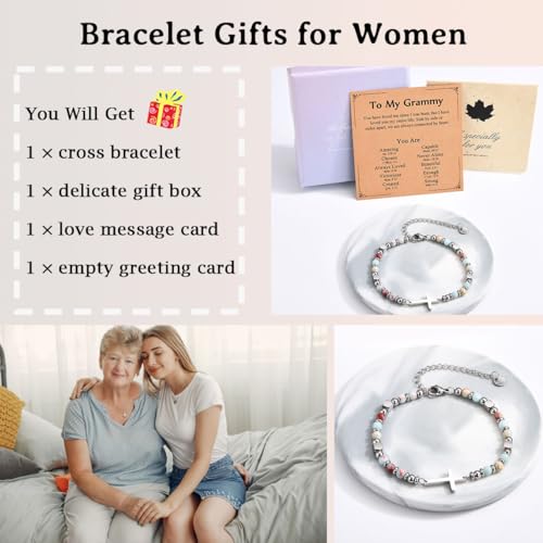 Christian Gifts for Women Girls, Religious Cross Bracelet - color: Grammy