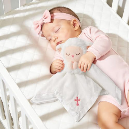 Baptism Gifts for Girl, Loveys for Babies Lamb Security Blanket - color: BABY PINK LAMB
