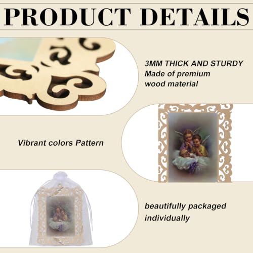 Baby Baptism Wooden Picture Frames with Organza Gift Bags Baptism Favors - color: Baby Baptism