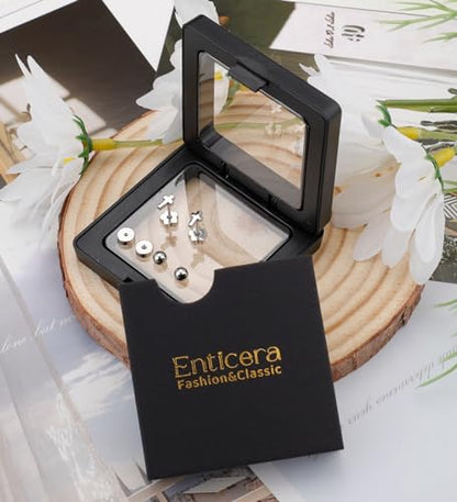 Enticera 14K Gold Stud Earrings for Women 20g Leaf Cross Bar Handmade Flat Back Earrings Hypoallergenic Nap Screw Back Cartilage Earrings Tragus Helix Piercing Jewelry - color: Silver Tone, style: Cross