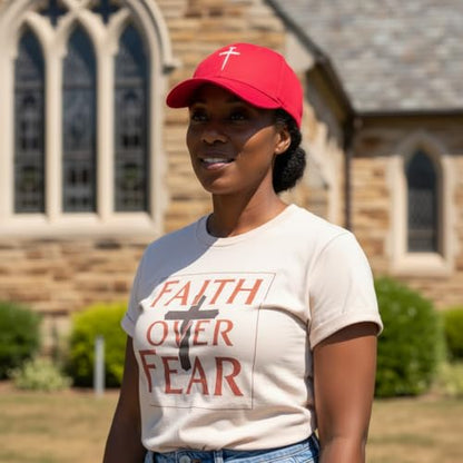 Three Nails Cross Christian Hats, Embroidered Baseball Caps for Adults - color: Hot Pink