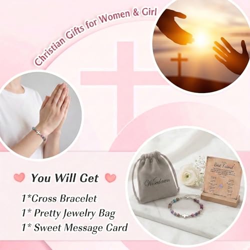 Cross Bracelet for Women Girls, Christian Gifts for Daughter Granddaughter Sister In Christ Friend Niece, Baptism Confirmation First Communion Gifts for Girls - color: Friend