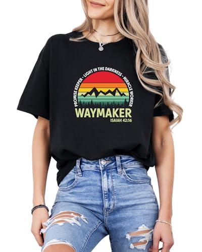 Waymaker Christian T-Shirt for Men, Women, Unisex - 100% Cotton Faith-Based Graphic Tee - Inspirational Religious Shirt - color: Black, size: Small