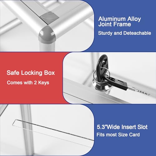Large Donation Box with Lock, Acrylic Ballot Box with Slot 10 x 10 x 10 Inch, Suggestion Box with Lock Cash Storage Container for Fundraising Voting Charity Contest Tip