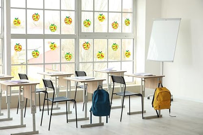 Renbuzhu 40PCS Back to School Apple-Shaped Crafts Bulk: Tissue Paper Sign Suncatchers, First Day of Classroom Activities DIY Kit, Fall Decorations, Window Stained Glass Effect Art Supplies - style: apple-shaped