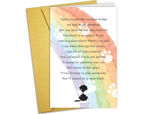 Nchigedy Loss of Dog Sympathy Card for Dog Lover, Pet Sympathy Card for Dogs, Pet Memorial Gift, Pets Bereavement Cards - color: #10