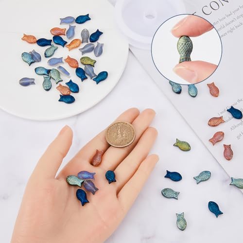 SUNNYCLUE 1 Box 80Pcs Fish Beads Bulk Small Fish Animal Beads Summer Sea Animals Charms Blue Orange Double Sided Electroplated Frosted Loose Spacers for Jewelry Making Beading Supplies - color: 1 Box 80pcs Center Drilled Fish Bead 4 Colors