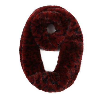 LA CARRIE Womens Leopard Print Infinity Scarf Loop Circle Neck Warmer - color: Leopard Red