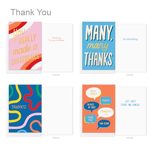 American Greetings 17-Count Thank You Card Pack, Colorful Mixed Designs