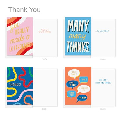 American Greetings 17-Count Thank You Card Pack, Colorful Mixed Designs