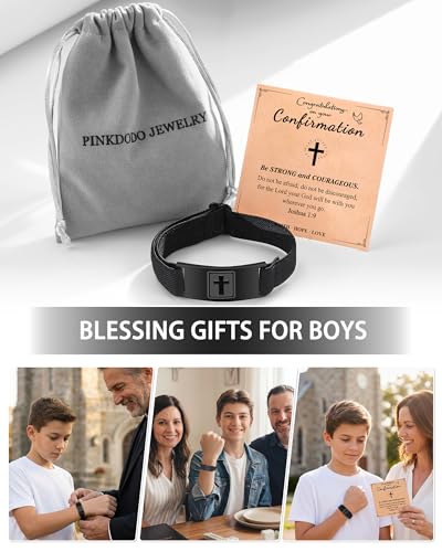 PINKDODO Adjustable Cross Bracelet Confirmation Gifts for Teenager Teen Boys