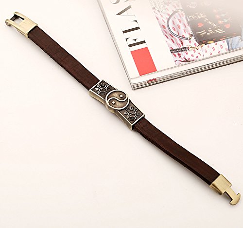 Men Punk Alloy Leather Bracelet Cross Bracelet Bangle Wristband - color: Taiji3