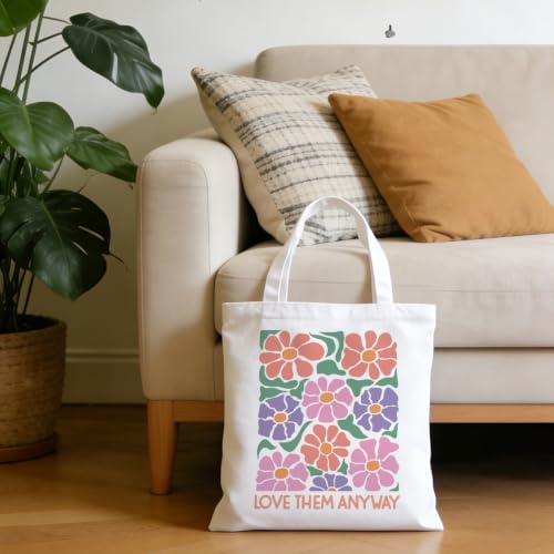 Christian Tote Bag Religious Gifts Canvas Bags for Women Men Shopping Work Gym Picnic Travel - color: Love Them Anyway