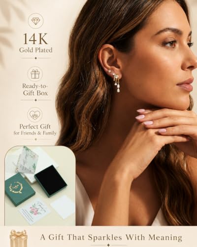 Dangle Earrings for Women Trendy Triple Huggie Hoop Stud Earring - color: A. Teardrop