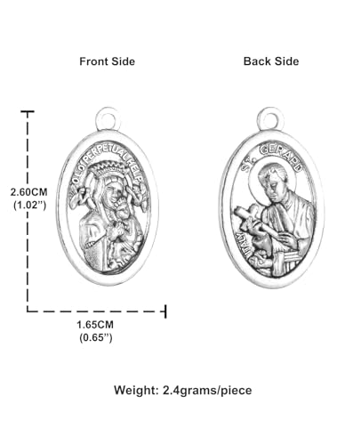 COTTVOTT Saint Therese of Lisieux/Saint Mother Teresa of Calcutta/Divine Mercy Jesus/Mater Dolorosa Patron Saint Medal Charm Pendant for DIY Rosary Necklace Bracelet Jewelry Making Part - color: 30pcs-Our Lady of Perpetual Help