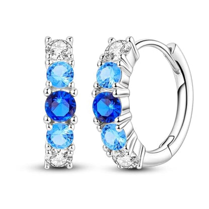 LAZA 925 Sterling Silver Earrings for Women Huggies Hoop Gold Earrings - color: Blue Earrings