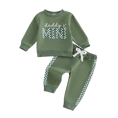 Kupretty Baby Boy Clothes Dad's Little Dude Sweatshirt Pants Set - color: Daddy's Mini-green, size: 0-6 Months