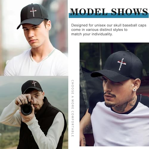 Baseball Cap Snapback Hats for Men Black Baseball Hat Cotton Trucker Dad Hat for Men - color: Cross Lightning