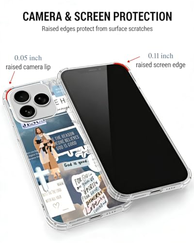 Blue Christian Aesthetic Phone Case Compatible with iPhone 17 Pro, Jesus Lamb God Phone Cover for iPhone 17 Pro - color: Blue Christian