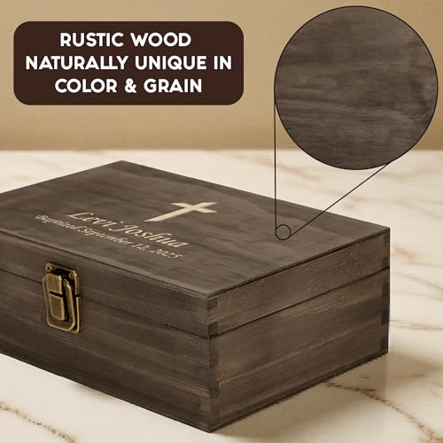 Baptism Gift for Boys & Girls, Personalized Wooden Memory Box - style: 2. Baptism Designs