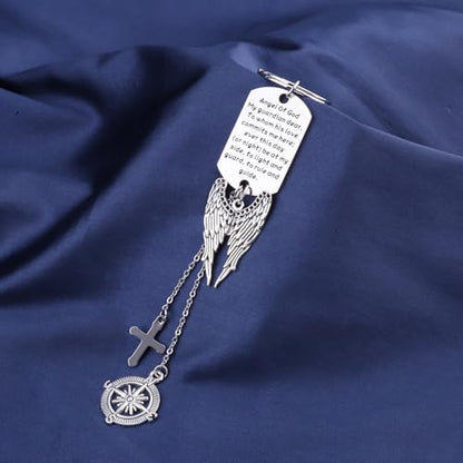 BEKECH Angel Of God My Guardian Dear Guardian Angel Charm Keychain Scripture Bible Verse Christian Blessing Gift