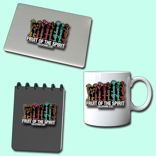(3Pcs) Fruit of The Spirit Sticker Christian Inspirational Decals Decorate Books Laptop Phone Water Bottles Kindles Tumbler Waterproof Vinyl Stickers 3 x 2,3" Inch - color: Fruit of the Spirit