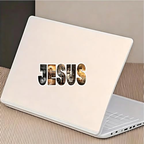 Jesus Christian Vinyl Car Sticker, 6x3 in, Waterproof Decal for Car Bumpers, Laptops, Glass and Walls, 2-Piece Set HAA88