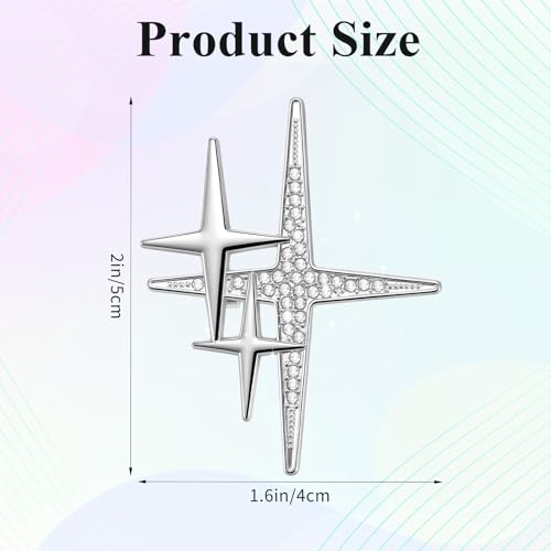 Yuanchu Gold Cross Star Lapel Brooch Pin for Women, Rhinestone Brooches Pins Brooch Cross Pin Dainty Jewelry Gifts Accessories for Clothes Sweater Scarves - color: Sliver