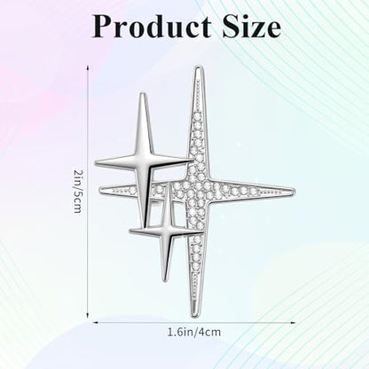 Yuanchu Gold Cross Star Lapel Brooch Pin for Women, Rhinestone Brooches Pins Brooch Cross Pin Dainty Jewelry Gifts Accessories for Clothes Sweater Scarves - color: Sliver