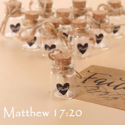 Christian Faith Favors bulk gifts - Mini Glass Bottle Keepsakes - color: Kraft-Heart-10Pcs